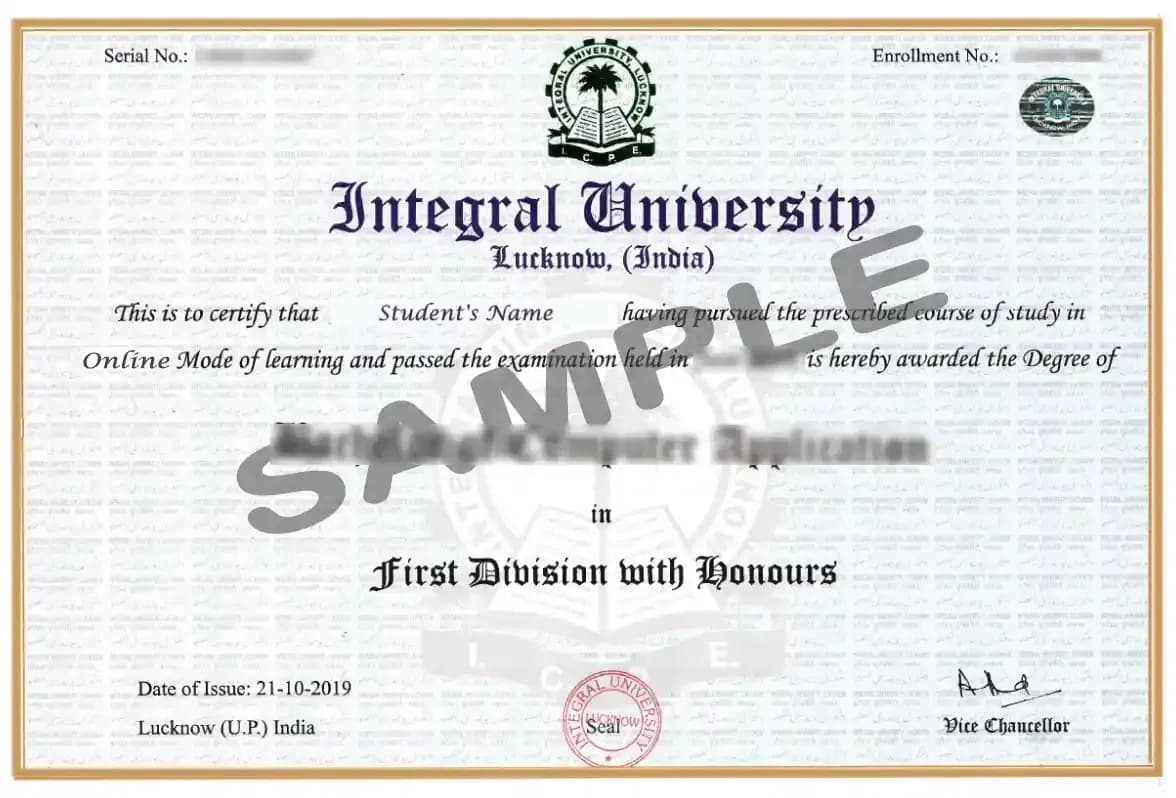 Sample certificate — Integral University