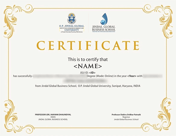 Sample certificate — O.P. Jindal Global University