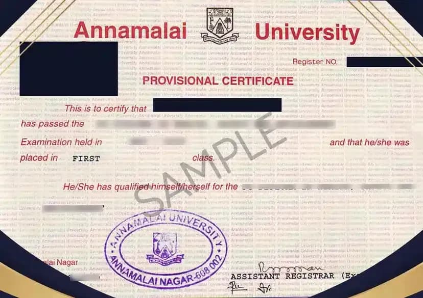 Sample certificate — Anna University