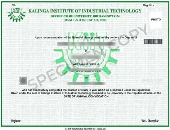 Sample certificate — Kalinga Institute of Industrial Technology