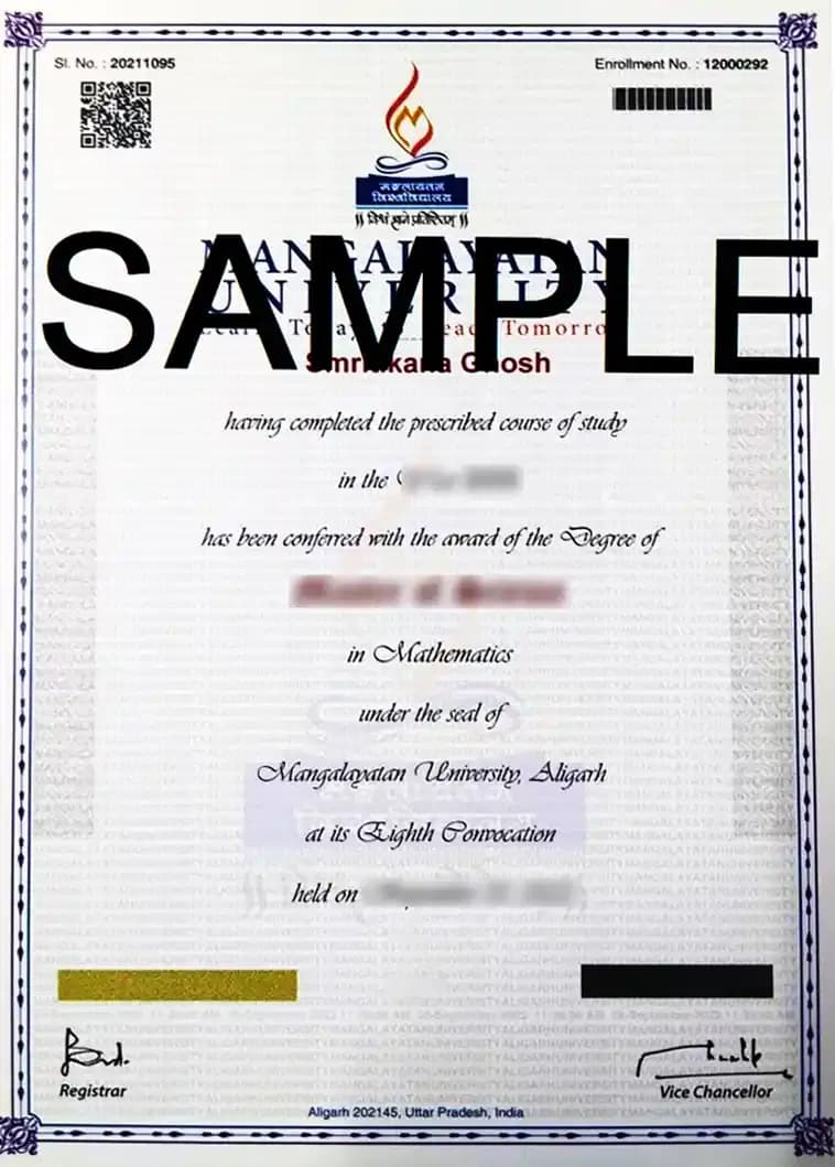 Sample certificate — Mangalayatan University