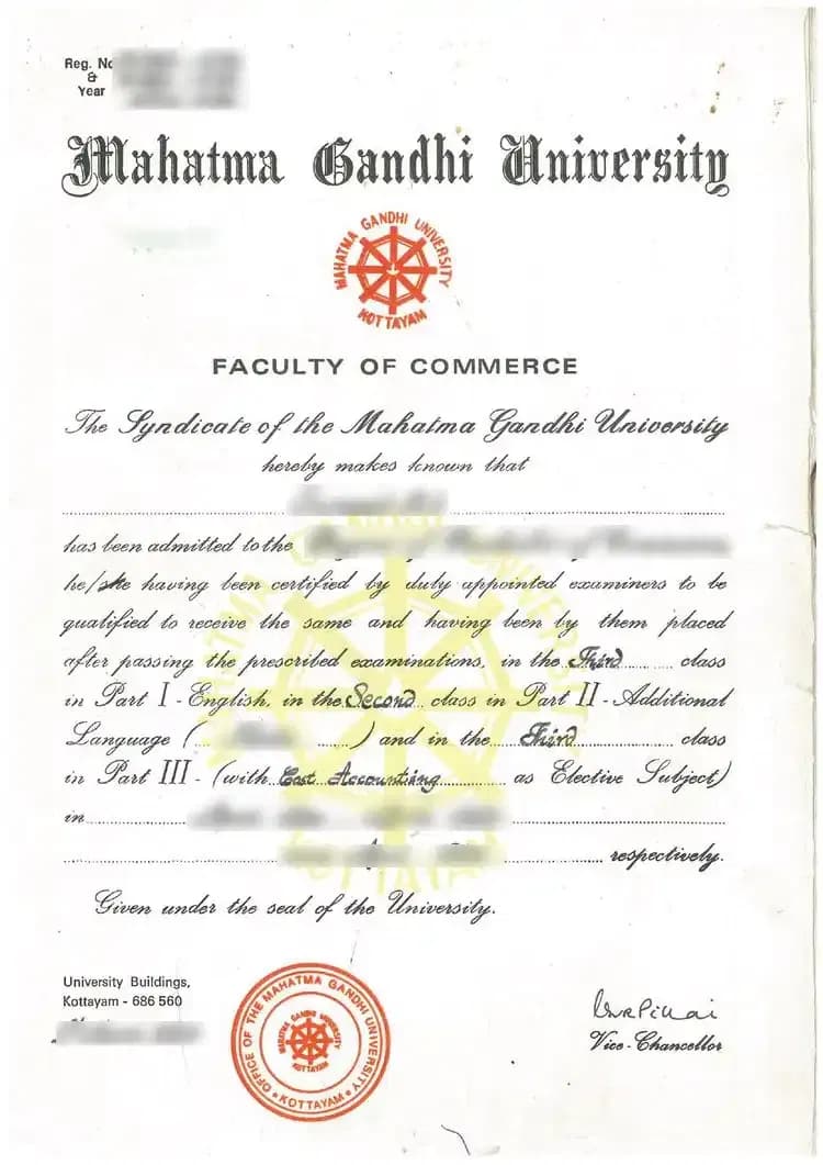Sample certificate — Mahatma Gandhi University