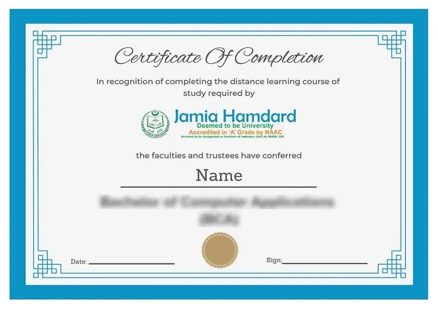 Sample certificate — Jamia Hamdard