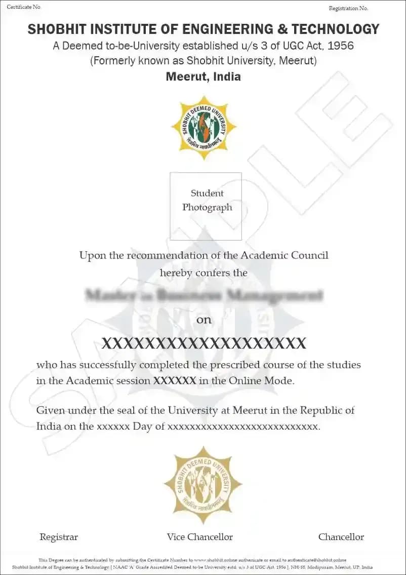 Sample certificate — Shobhit Institute of Engineering