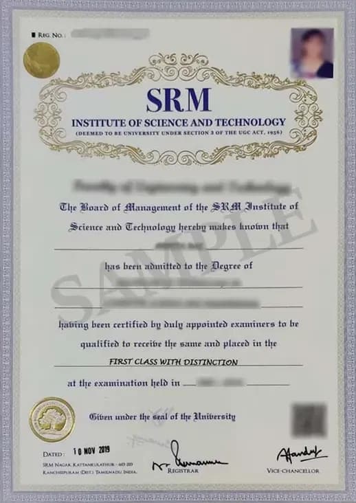 Sample certificate — SRM Institute of Science and Technology